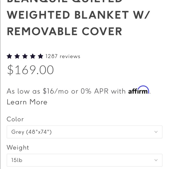 BLANQUIL QUILTED WEIGHTED BLANKET W/ REMOVABLE COVER - Picture 2 of 2